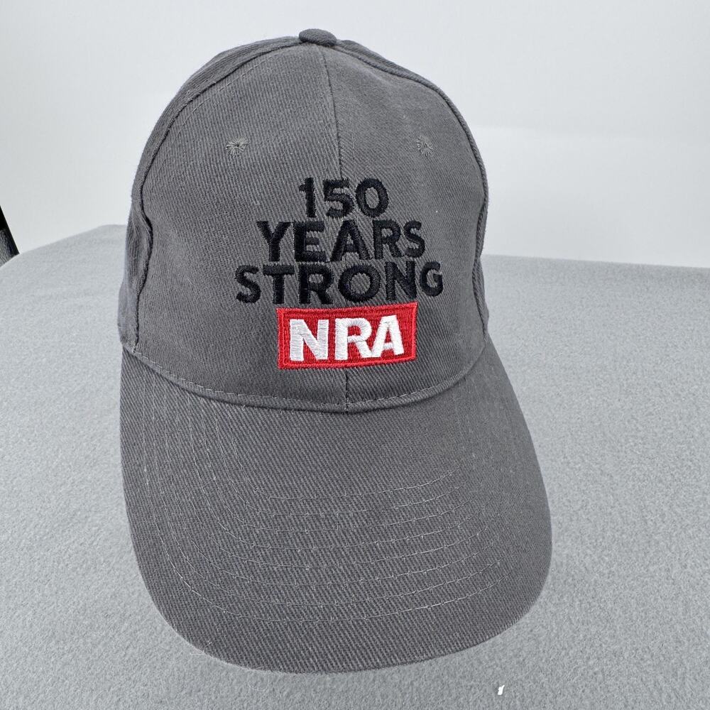 NRA Hat Cap Strap Back Mens One Size Gray 150 Years Strong EST 1871‎ Embroidered